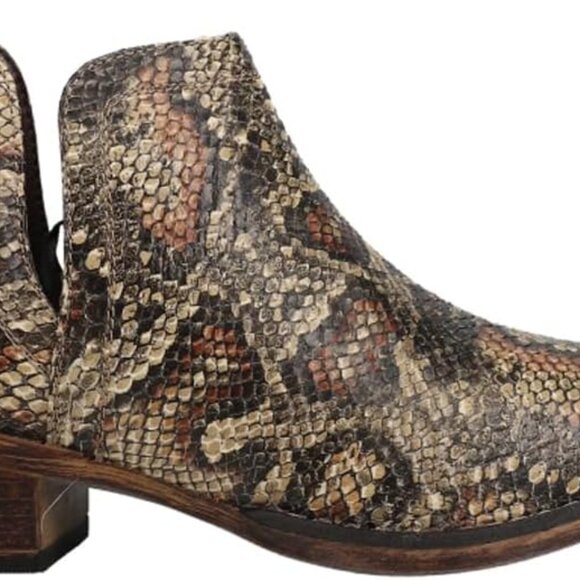 Women's Snake Print Western Boots 8 Faux Leather Ankle Cowgirl Shoes Cashier - Picture 1 of 5